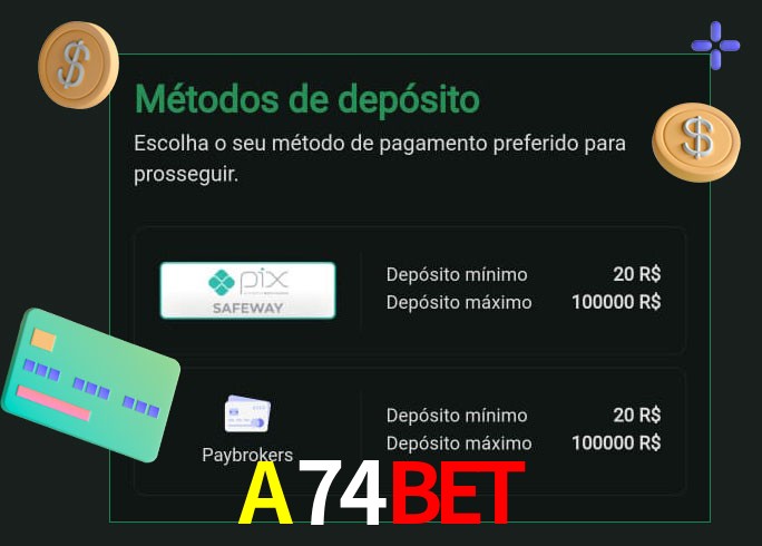 O cassino A74Bet oferece uma grande variedade de métodos de pagamento